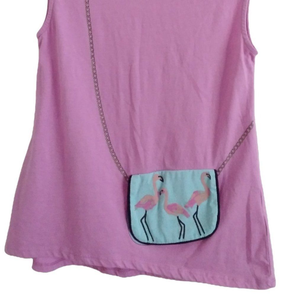 JESSICA SIMPSON COLLECTIBLE girls large flamingo purse pocket graphic tank - Picture 3 of 12